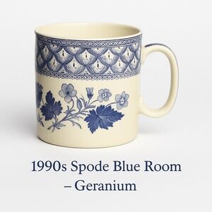SPODE Blue Room Geranium Mug England Transferware Vintage 1990s